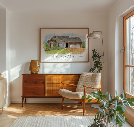 Watercolor House Portrait Design