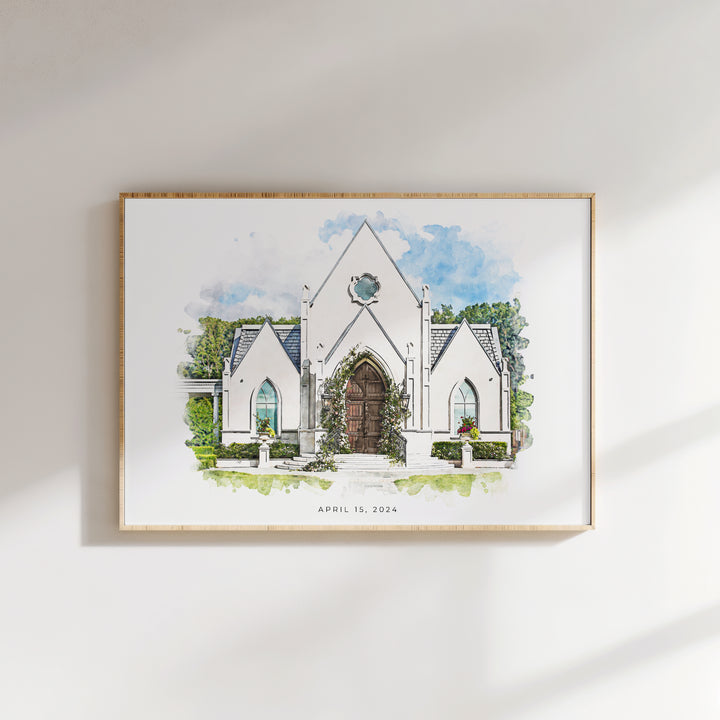 Wedding Venue Watercolor Sketch Portrait